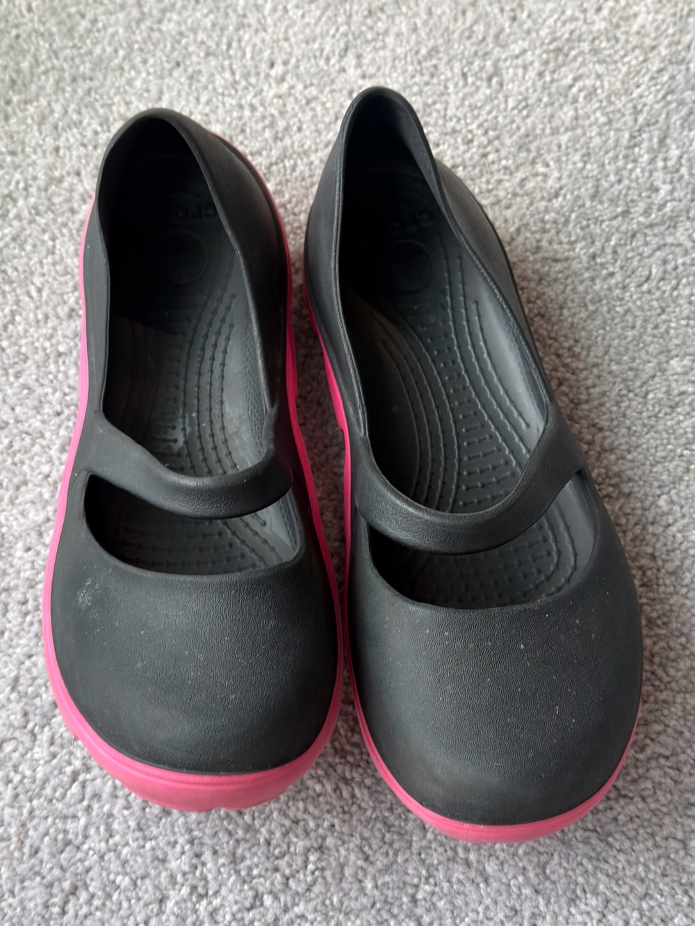 CROCS Black Mary Jane Sandals with Pink Sole